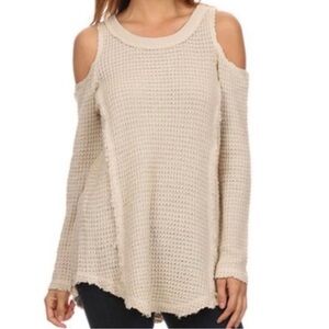 Vintage Free People Off-the-Shoulder Cream Sweater